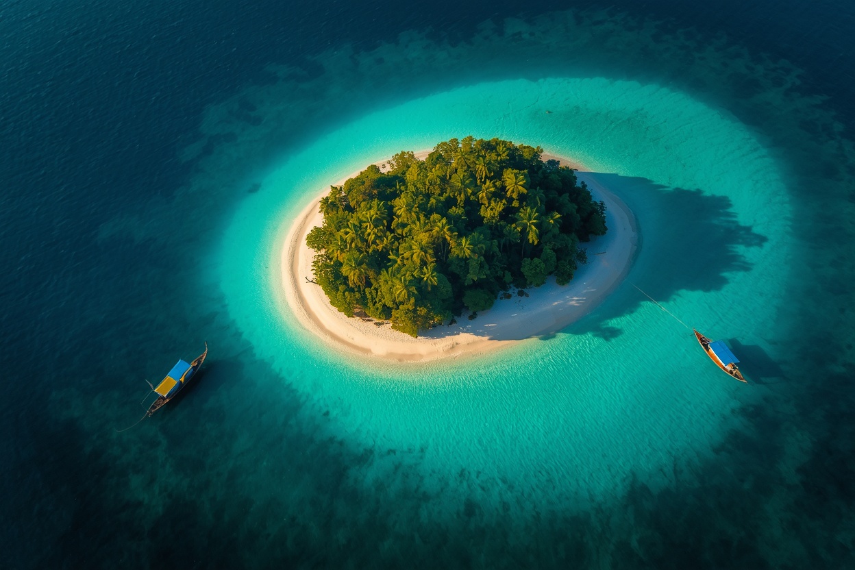 Palawan Aerial Series – island surrounded by turquoise water